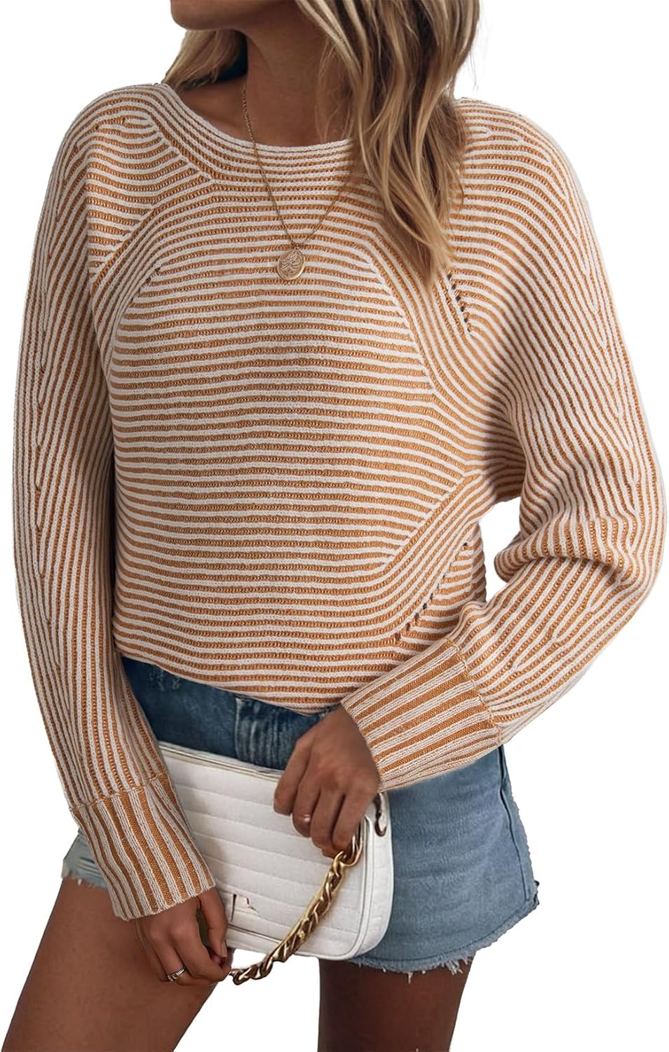 EVALESS Striped Sweaters for Women - Cozy Oversized Pullover