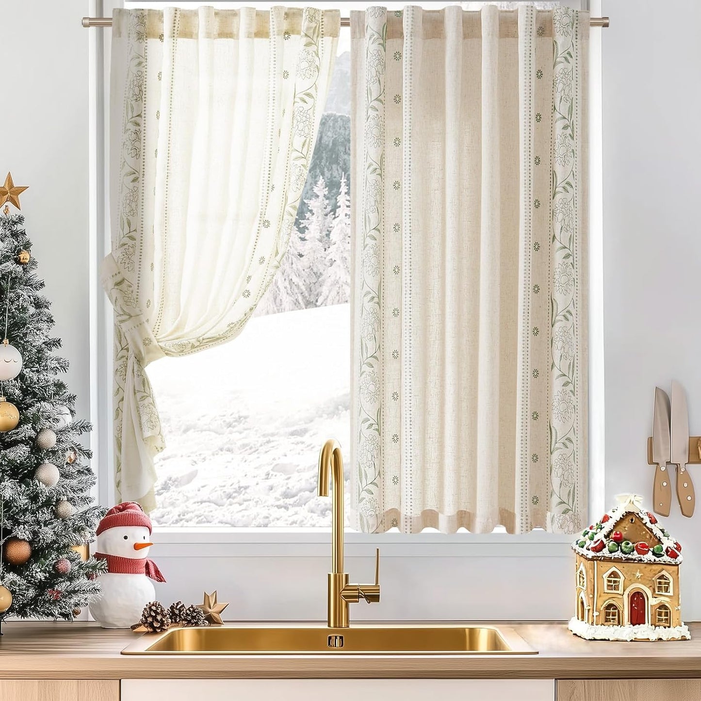 Winslow Linen Curtains for Farmhouse Style Christmas Decor