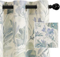 Floral Curtains 95 in Length Semi Sheer Light Filtering Panels - Sage