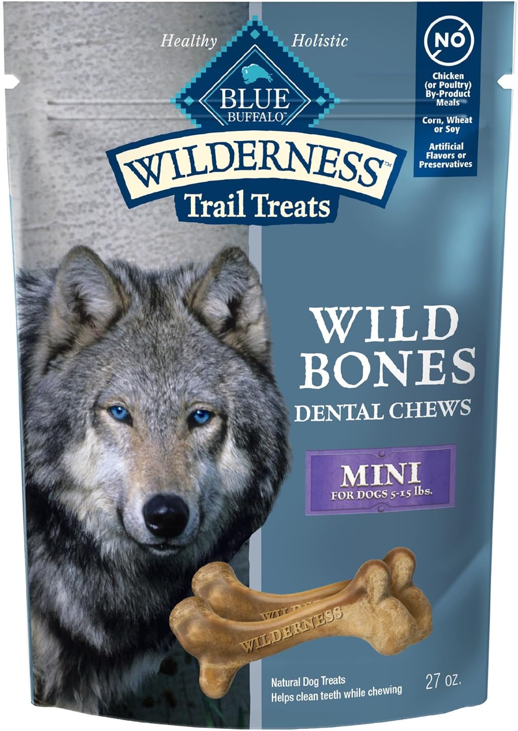 Blue Buffalo Wilderness Wild Bones Mini Dental Chews for Dogs