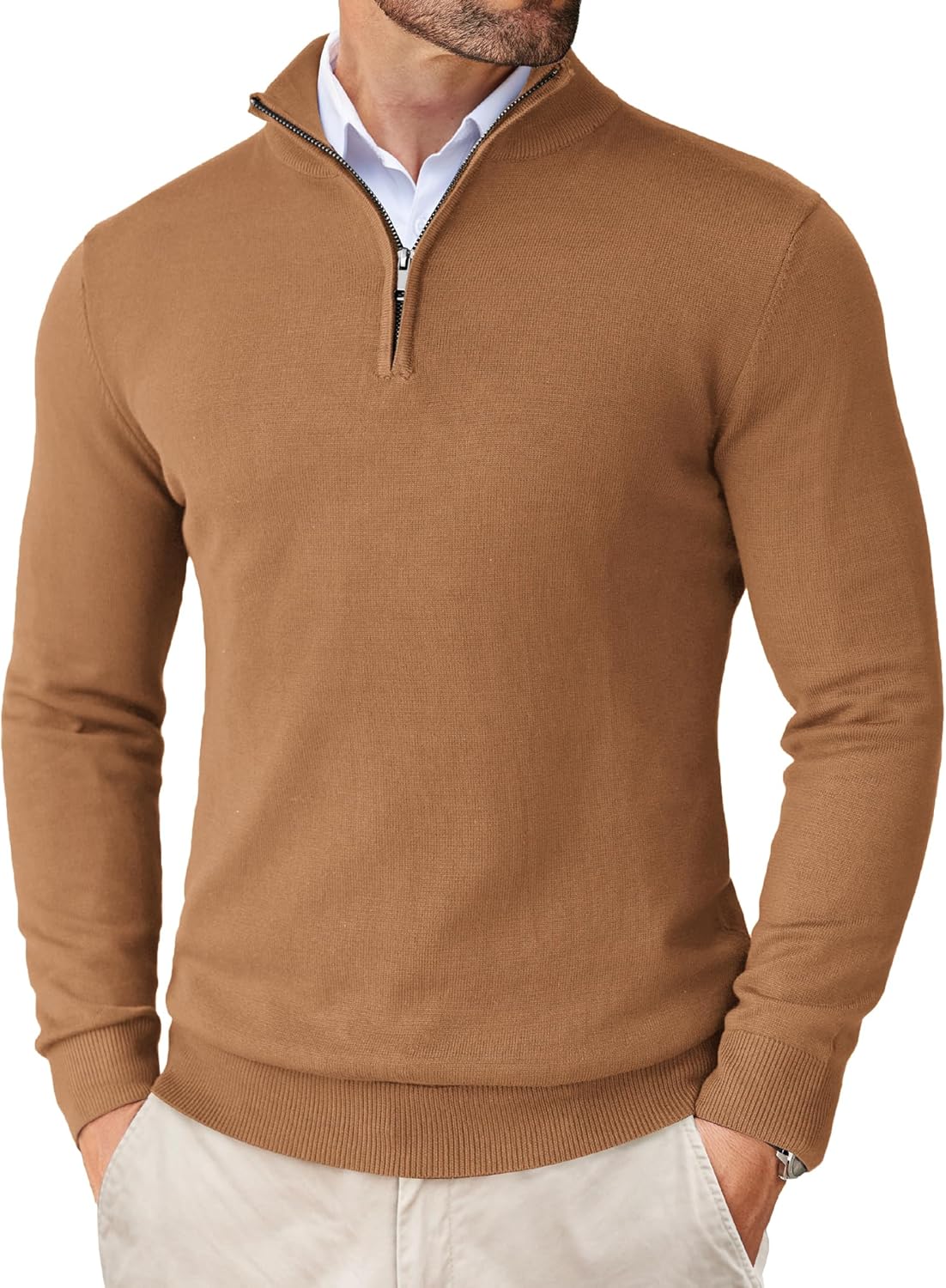 COOFANDY Men's Quarter Zip Up Sweaters for Stylish Comfort
