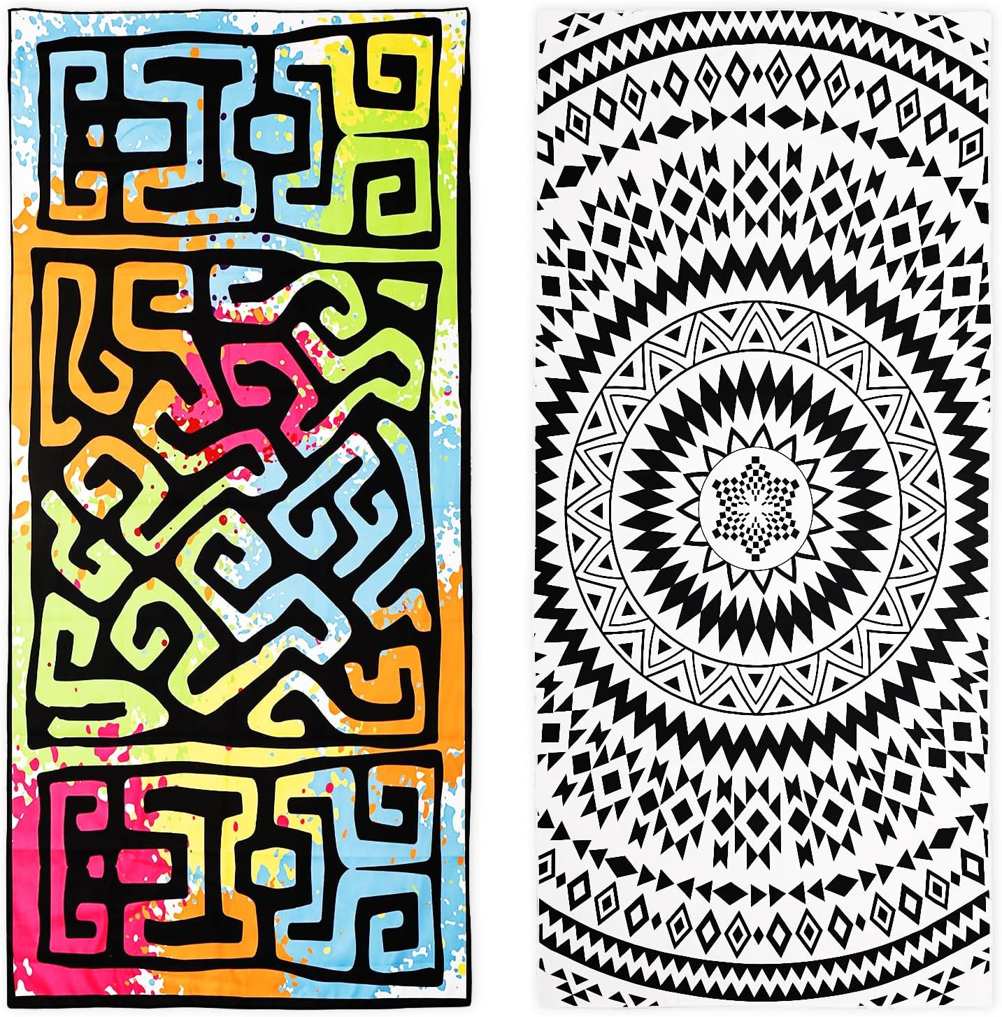 FEERNICH 2-Pack Quick-Dry Beach Towels - Oversized Lightweight (72x36)