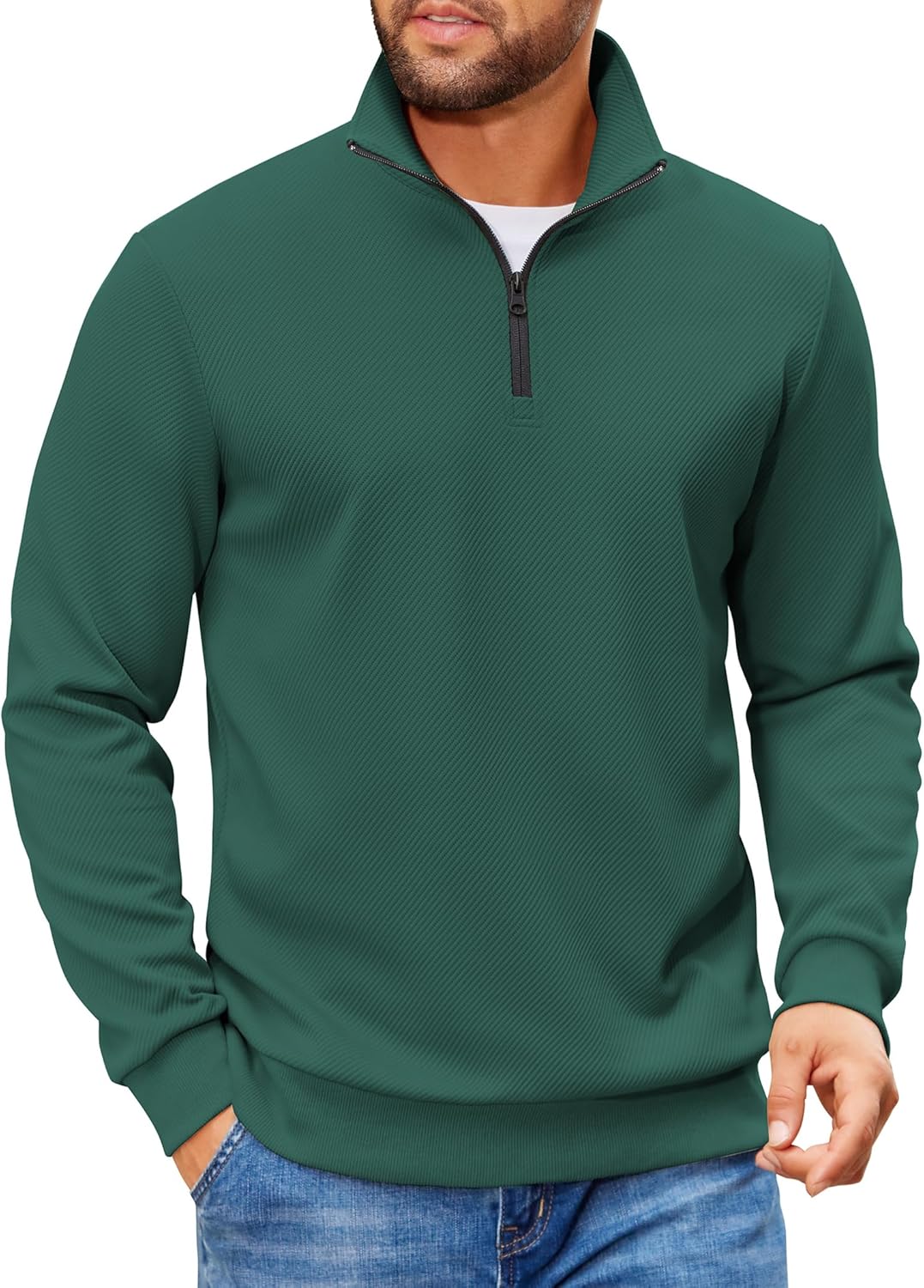 COOFANDY Mens Quarter Zip Pullover for Stylish Comfort