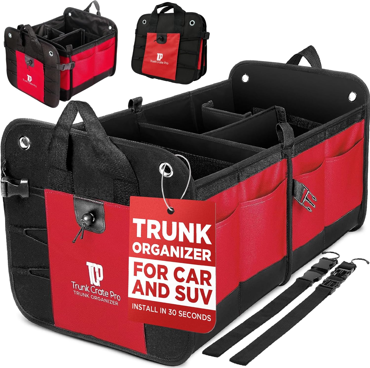 TRUNKCRATEPRO Red Car Accessories Trunk Organizer for SUVs