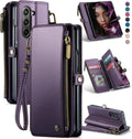 Purple PU Leather Wallet Case for Galaxy Z Fold 6 - RFID Wallet