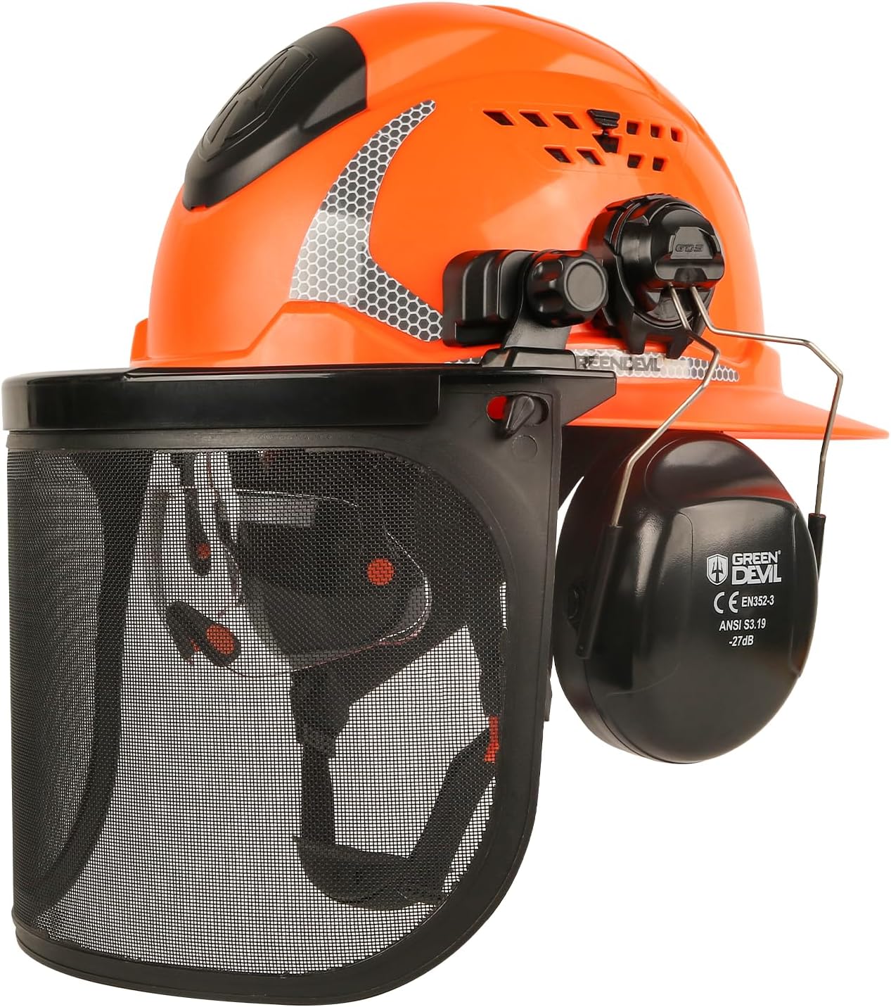 GREEN DEVIL Chainsaw Helmet with Face Shield and Ear Muffs