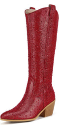 Rhinestone Cowboy Boots Knee High Western Cowgirl Boots - Sparkly 5
