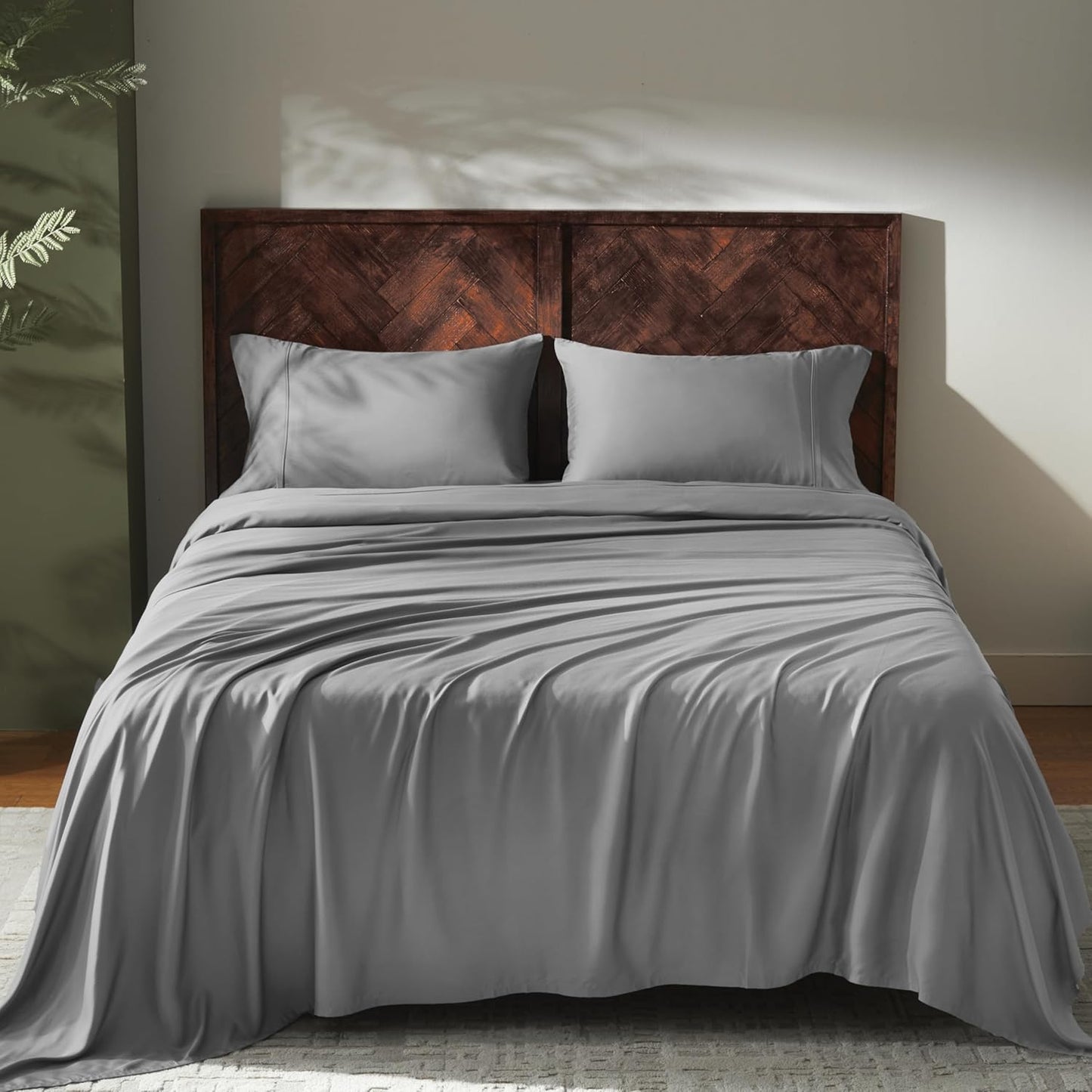 GOKOTTA King Size Bamboo Sheets Set for Hot Sleepers - Grey