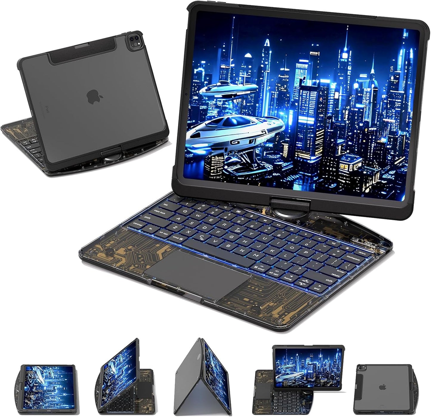 iPad Keyboard with Case for iPad Air and Pro, 360 Rotating