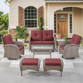 HUMMUH 7 Pieces Wicker Patio Conversation Set for Outdoor Relaxation