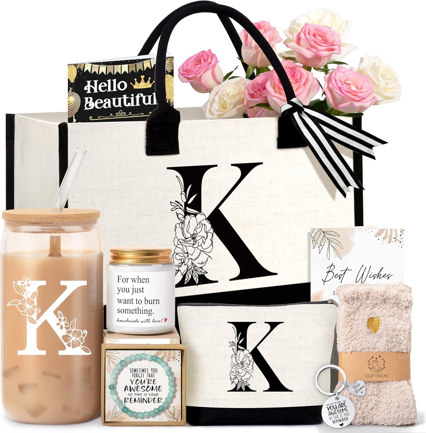 Personalized Birthday Gifts for Women: Monogrammed Tote Bag Set