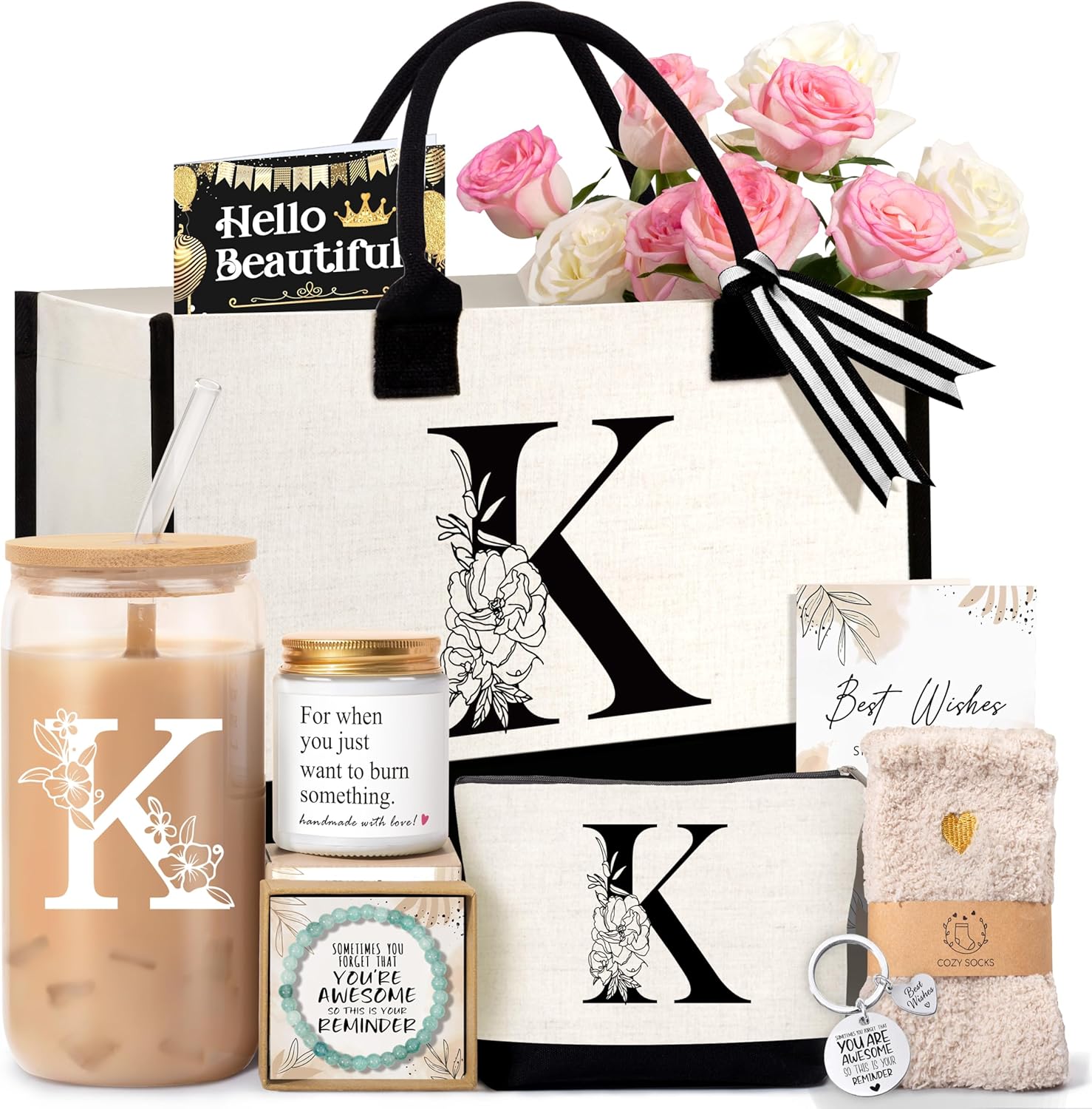 Personalized Birthday Gifts for Women: Monogrammed Tote Bag Set