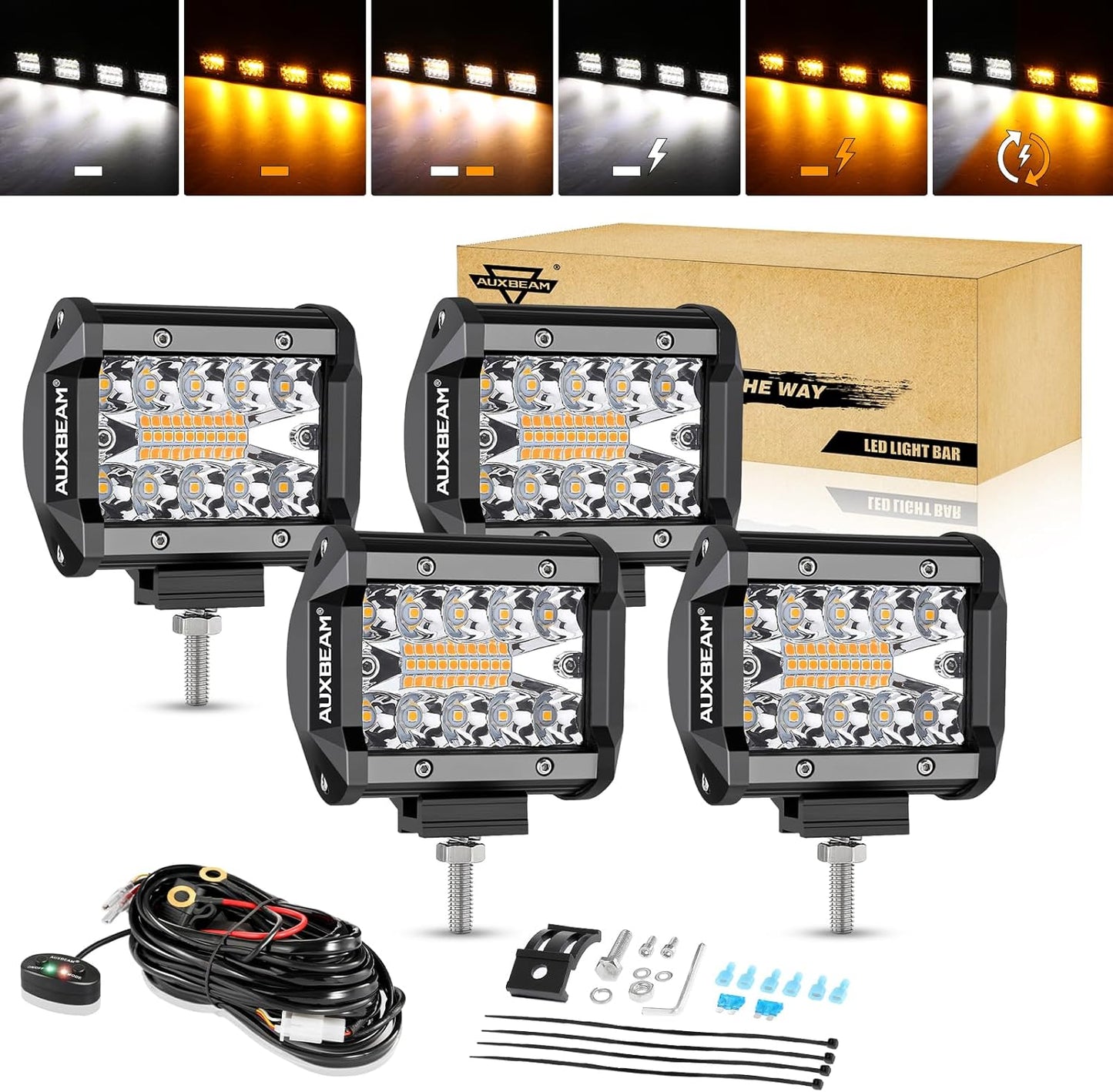Auxbeam 4 Inch 240W LED Pods for Offroad Driving Lights
