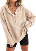 PRETTYGARDEN Oversized Long Sleeve Hoodie V Neck Sweatshirt - Cozy Fit