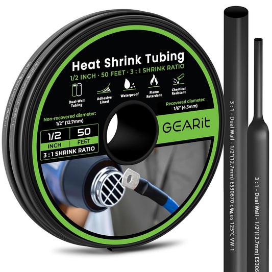 GEARit 1/2 inch Heat Shrink Tubing - Marine-Grade Waterproof Seal