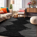 Stain Resistant Bohemian Stripe Area Rug 5'x7' Black