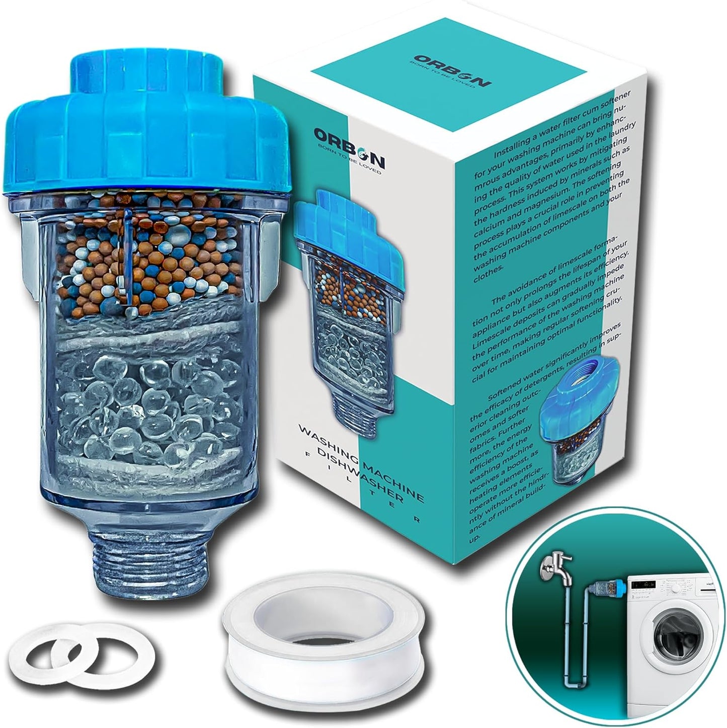 ORBON Inline Water Filter | No More Hard Water Damage | 3/4 BSP Thread