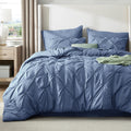 Bedsure California King Comforter Set Slate Blue - Soft Pintuck