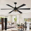 Fanbulous 65in Farmhouse Ceiling Fan with Light and Remote - Quiet DC