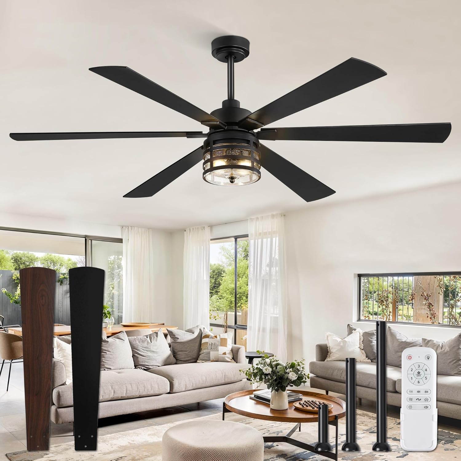 Fanbulous 65 Farmhouse Ceiling Fans with Lights and Remote Control