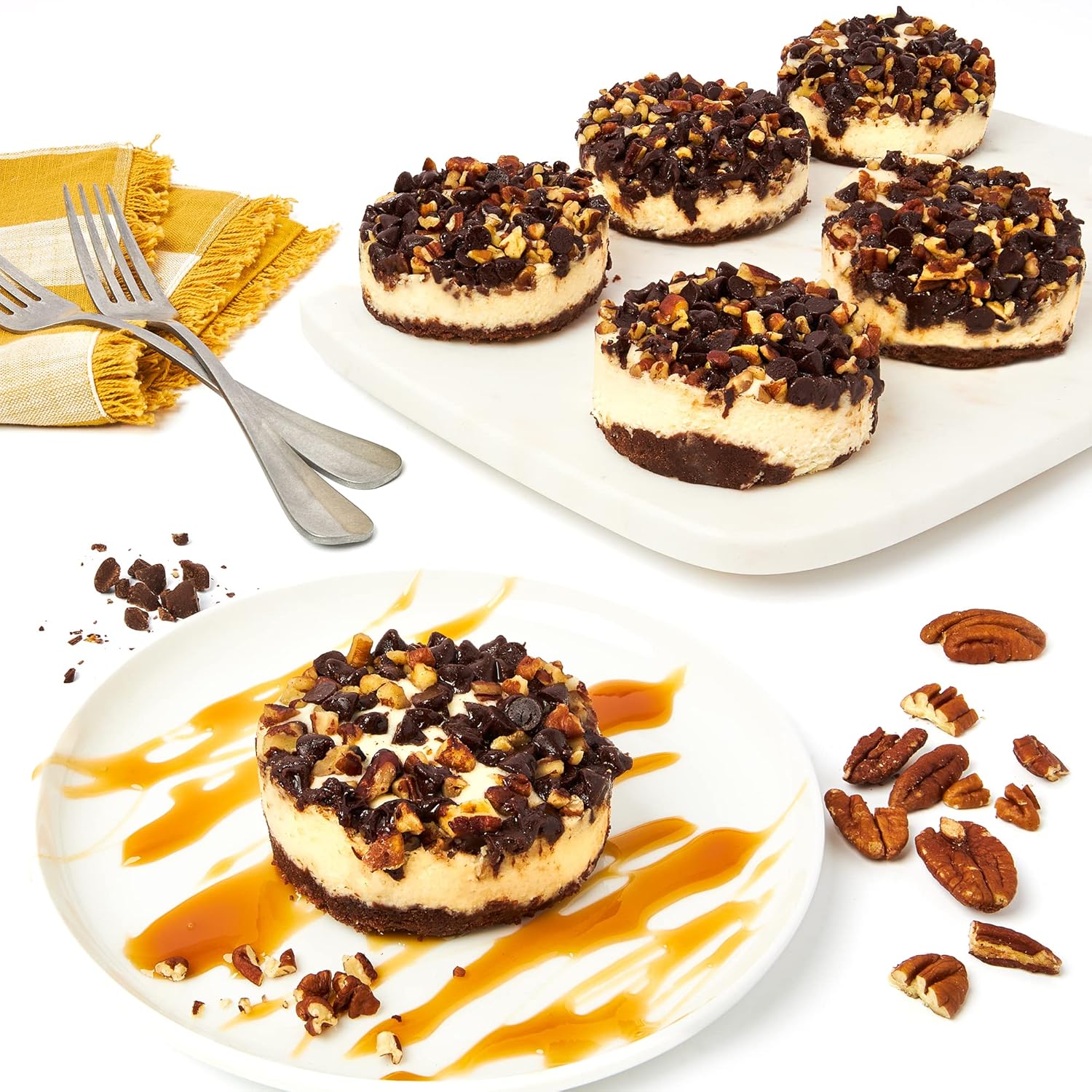 David's Cookies Turtle Chocolate Pecan Mini Cheesecakes 6pcs