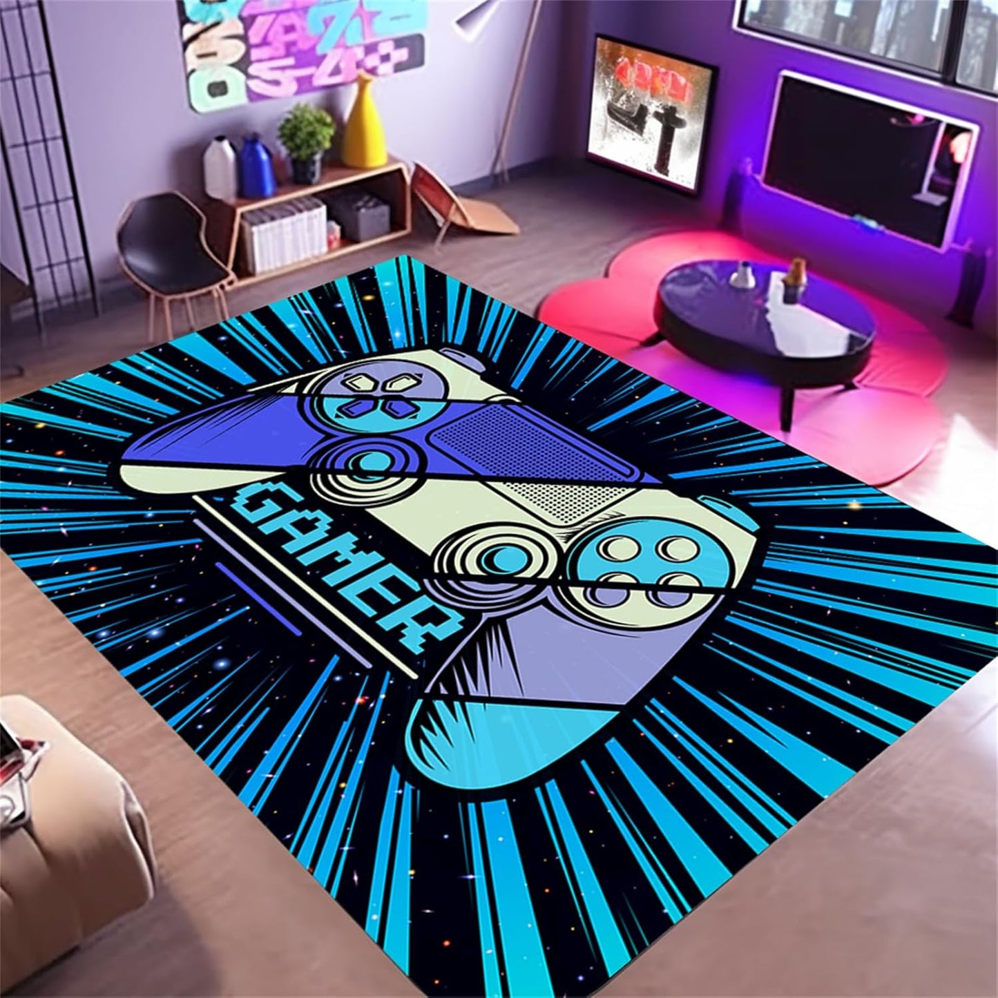 5'x7' Non-Slip Gamer Rug: Level Up Your Room!
