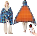 Blue Wearable Electric Blanket Shawl with Hood & Pockets - 40x70 in