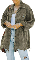 Oversized Corduroy Shirt Jacket Coat - Washed Retro Shacket