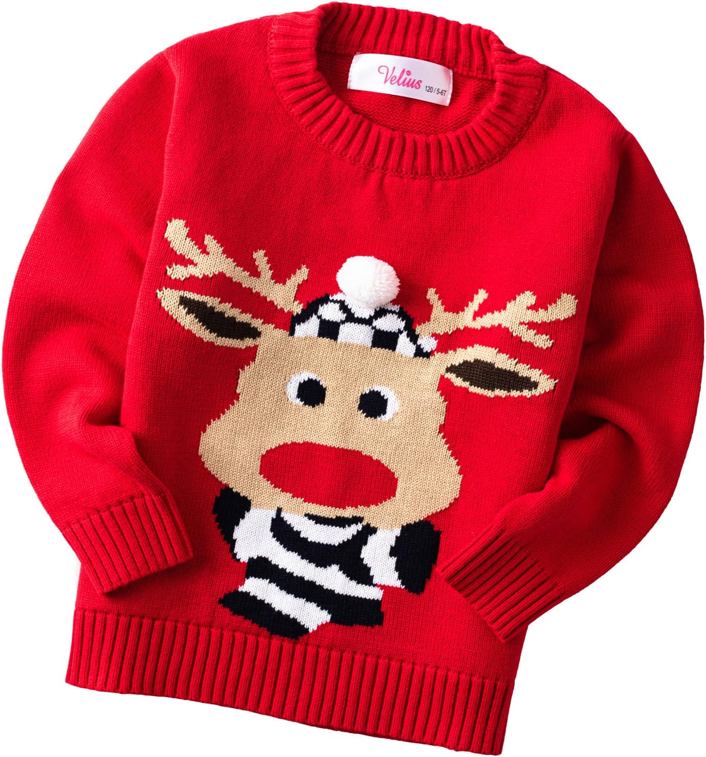 Velius Girl's Long Sleeve Knit Elk Christmas Sweater Tops Review