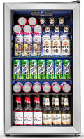3.2 Cu.Ft Mini Fridge with Glass Door - 126 Can Beverage Refrigerator