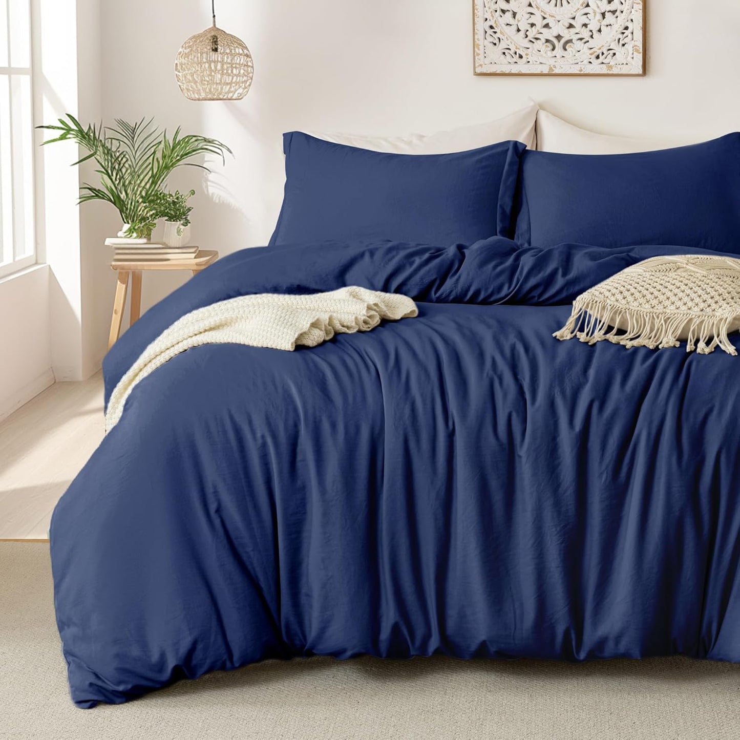 MILDLY Super Soft Duvet Cover Set in Navy Blue for Cozy Sleep
