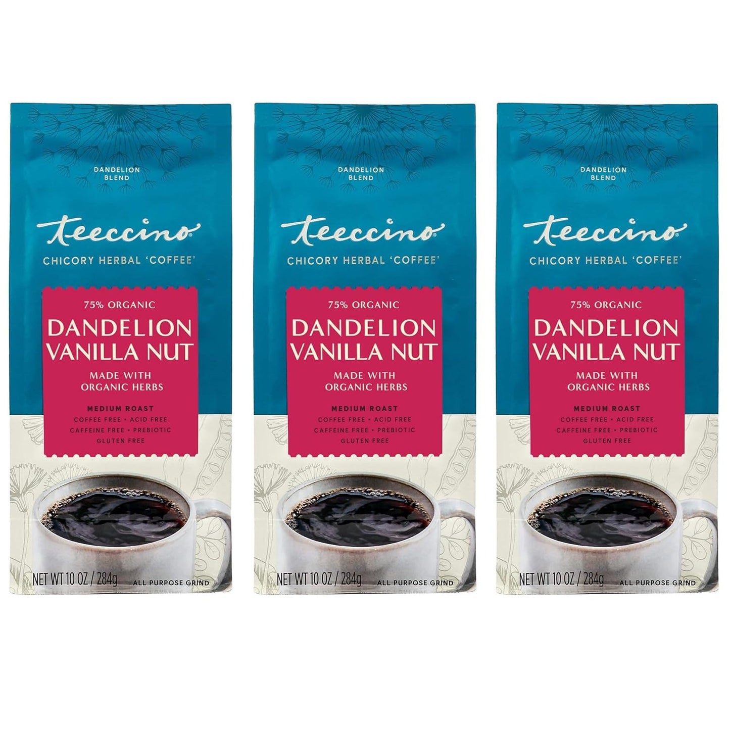 Teeccino Dandelion Vanilla Nut Herbal Coffee - Caffeine-Free Delight