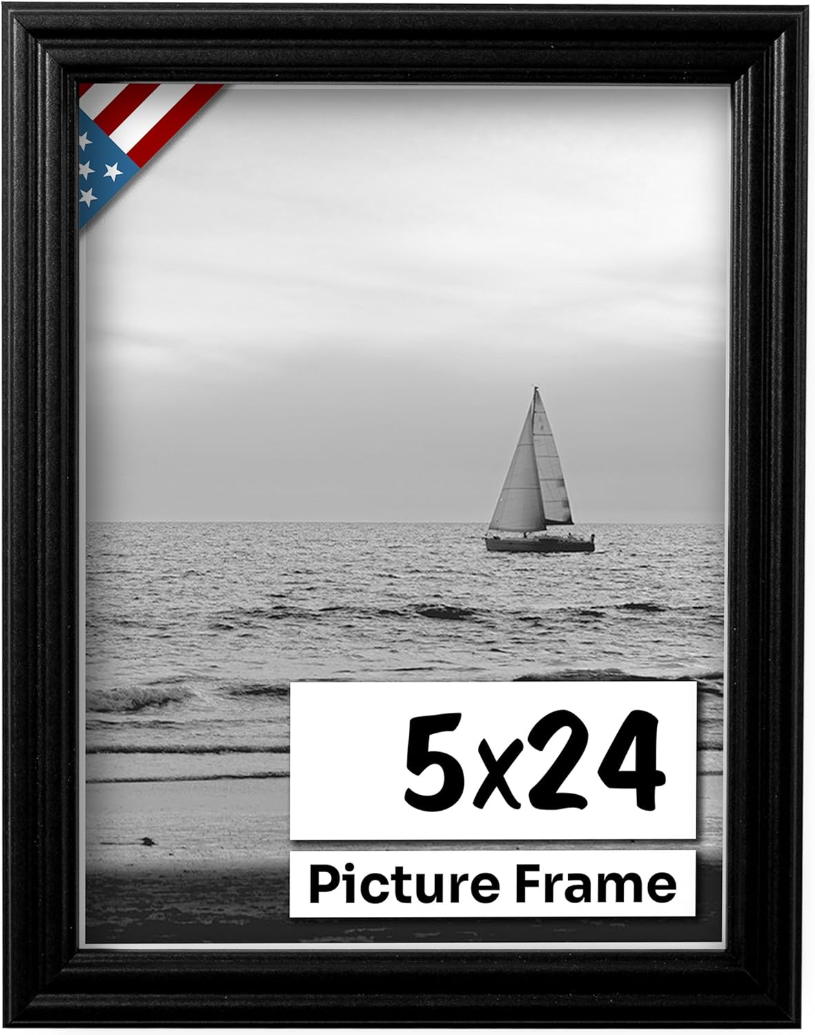 Black 5x24 Picture Frame - Handmade Solid Wood Wall Decor