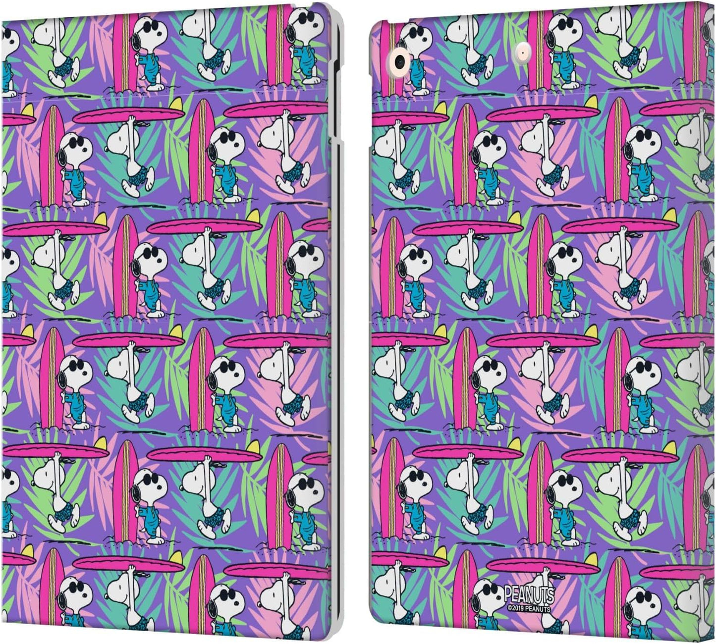 Peanuts Surf Pattern Snoopy Aloha Disco Leather Wallet Case