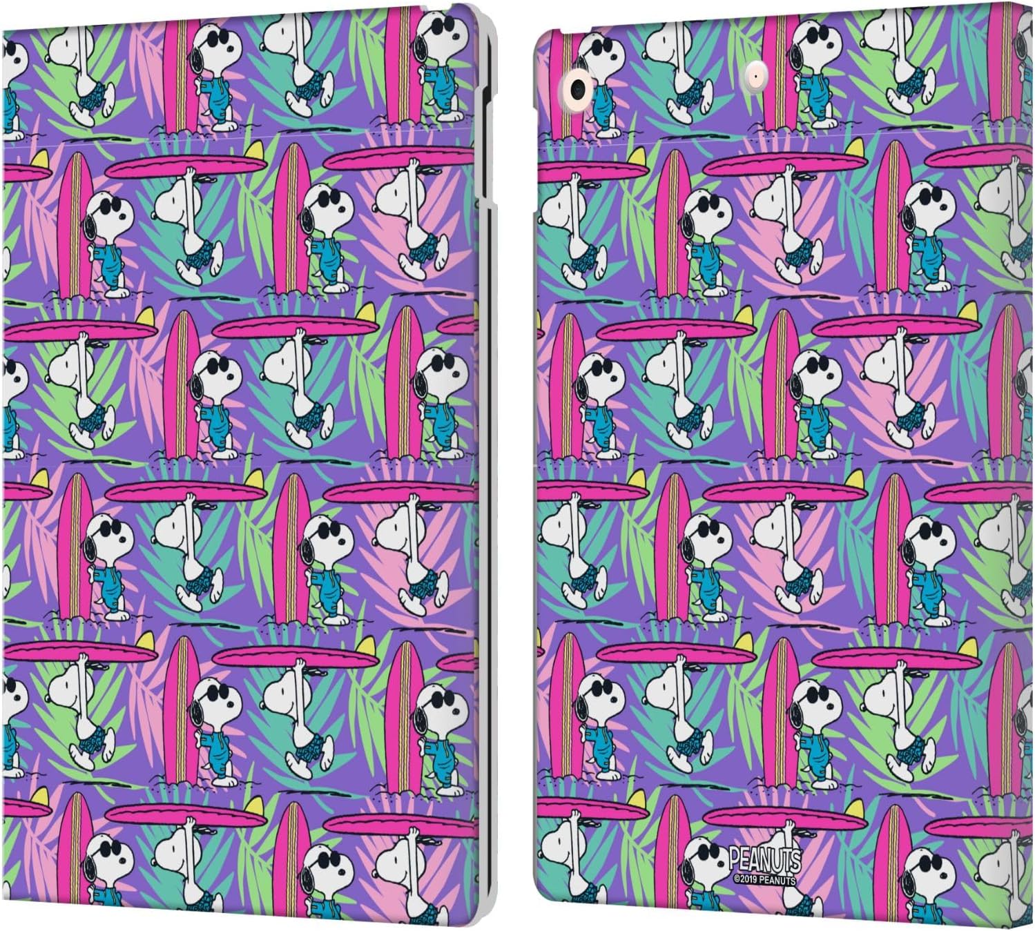 Peanuts Surf Pattern Snoopy Aloha Disco Leather Wallet Case
