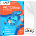 Printable Vinyl Sticker Paper 100 Sheets - Glossy Letter Size 8.5in