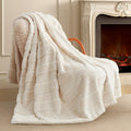 Luxury Striped Faux Fur Throw Blanket 60x80 - Cozy Plush Comfort