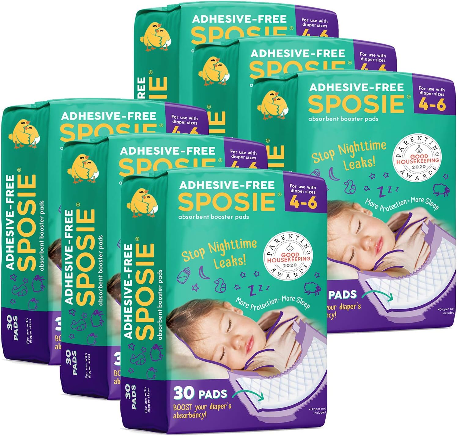 Sposie Booster Pads Size 4-6 - Ultimate Overnight Diaper Inserts