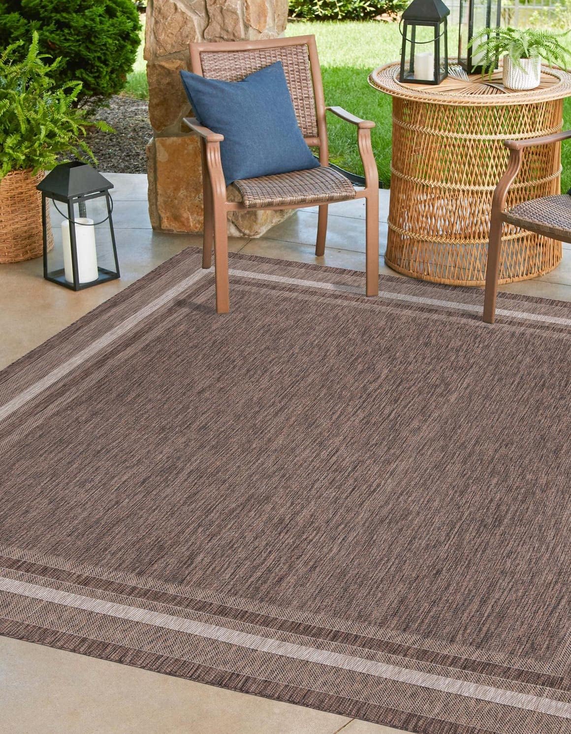 Unique Loom Outdoor Border Collection Area Rug - Soft Border