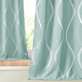 NICETOWN Aqua Blue Floral Blackout Curtain Panels 84 in - Elegant