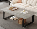 HSH Modern Industrial Coffee Table, Farmhouse Style, Light Grey Oak
