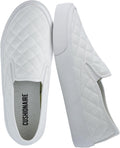 Quilted Slip-On Womens Faux Leather Sneaker - Memory Foam Comfort