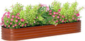 Galvanized Raised Garden Bed 8 ft x 2 ft x 1 ft - Sturdy Elevated