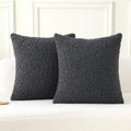 FUTEI Charcoal 26x26 Faux Teddy Throw Pillow Covers - Soft Textured