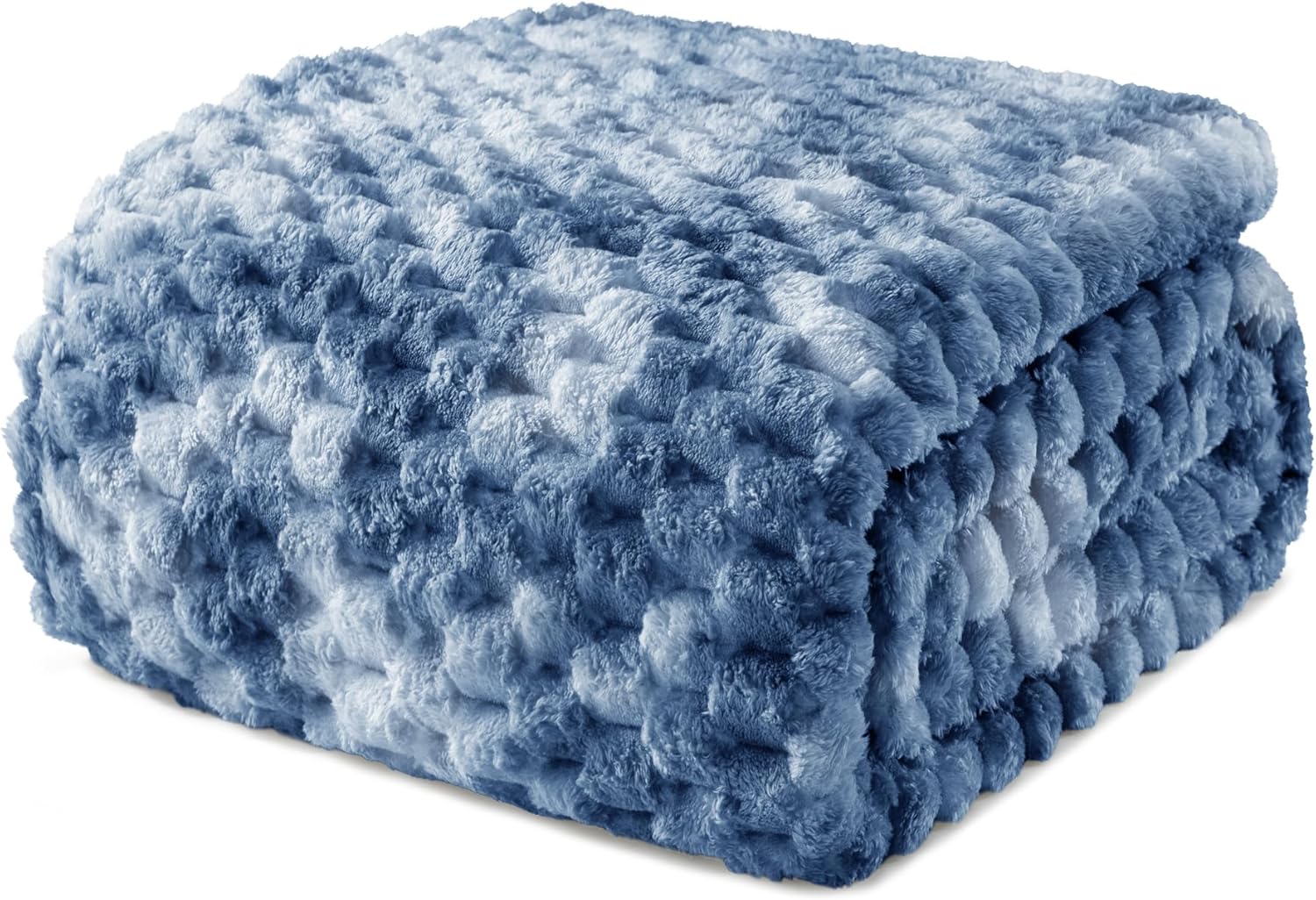 Cozy King Size Fleece Blanket for Bed in Stylish Tie-dye Blue