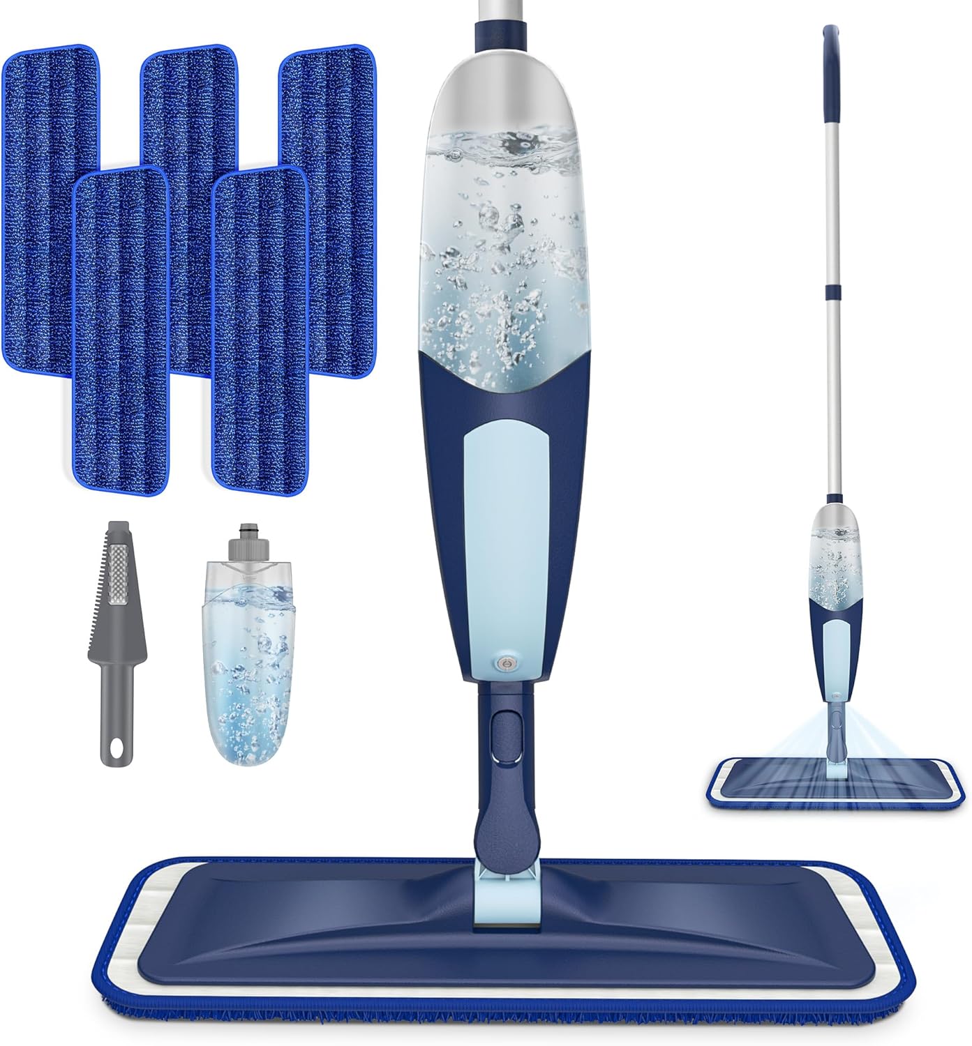 5 Washable Pads Included! TRAV-ROUND Microfiber Wood Floor Mop