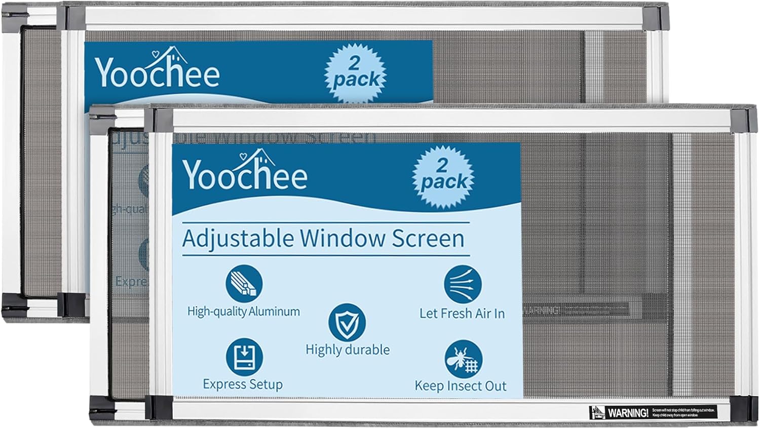 Expandable Window Screen 2 Pack Adjustable for All Windows