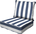 Honeycomb Outdoor Deep Seat Cushion Set 24 x 23 - Cabana Stripe Blue