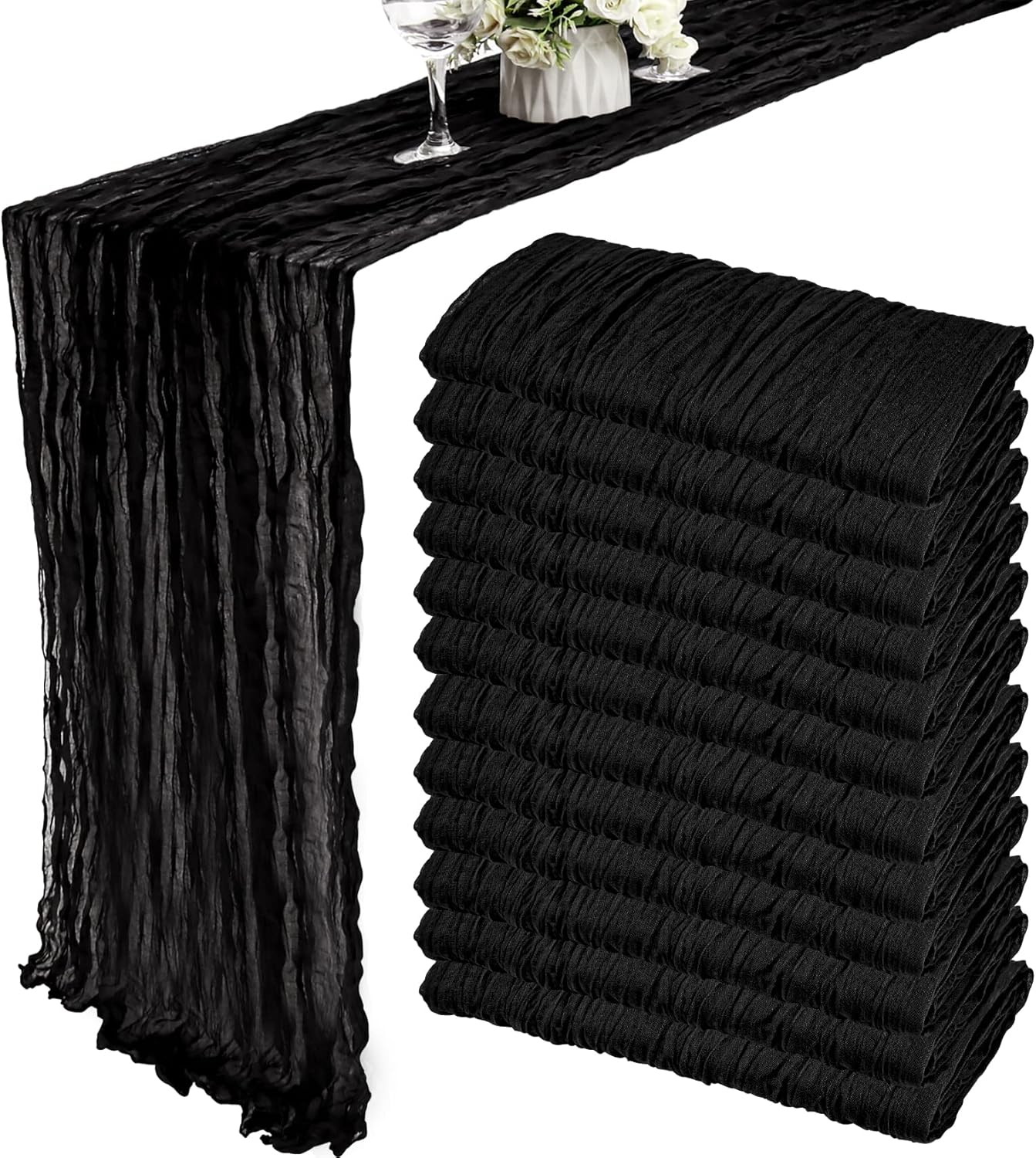Fivenl 12 Pack 10Ft Cheesecloth Table Runner for Events