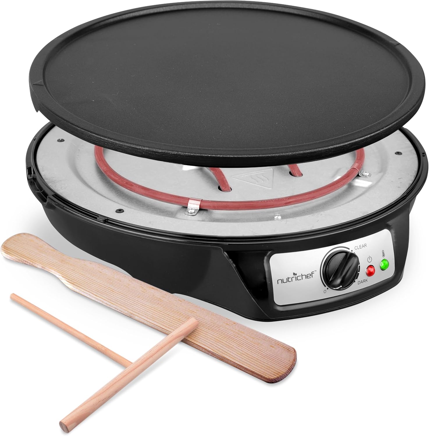 NutriChef 12 Electric Crepe Maker - Easy Clean Cooktop - Versatile Cooking Options